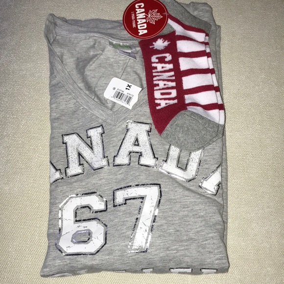 My Mark Tops - NWT 1X CANADA V-Neck T-Shirt & Canada Footies